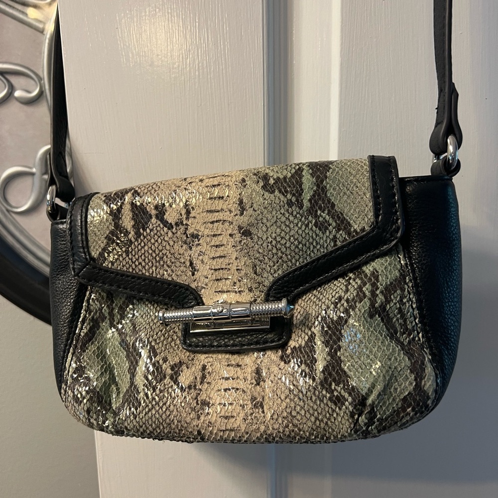 Aimee Kestenberg leather crossbody with snakeskin look detail